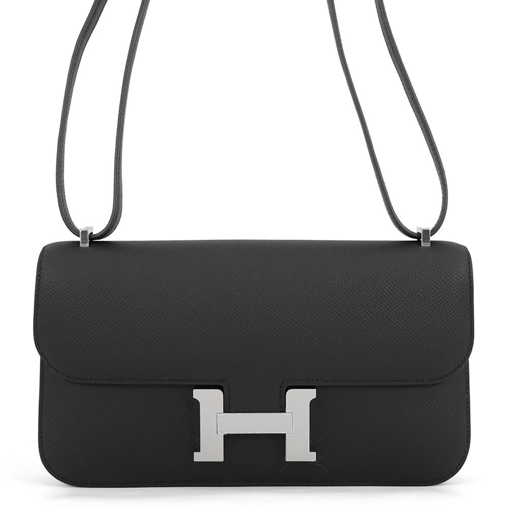 Hermes Shoulder Bag Constance Elan Miroir Black Silver Epsom