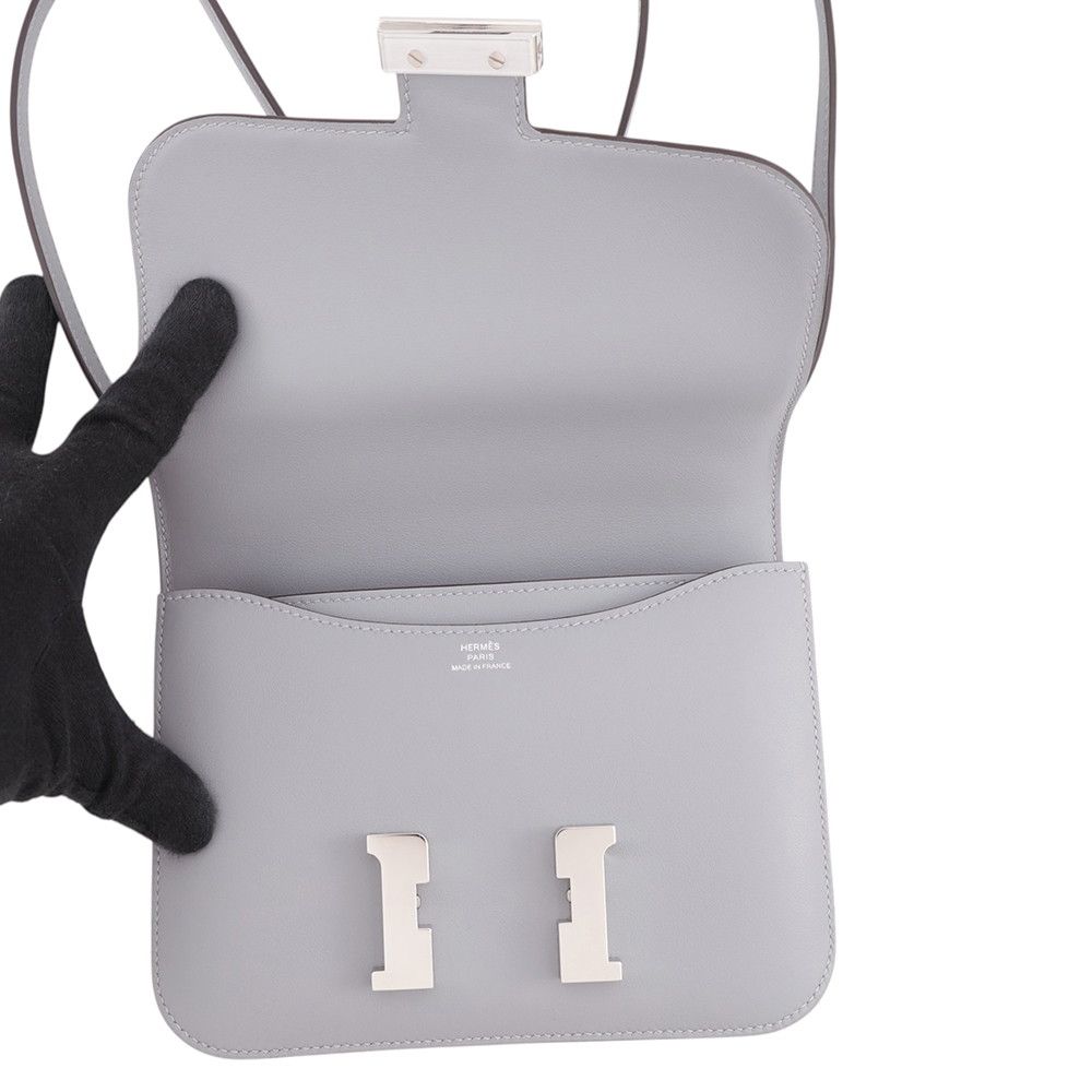 Hermes Shoulder Bag Mini Constance 3 Miroir Gray Pantin Silver Swift — view 6