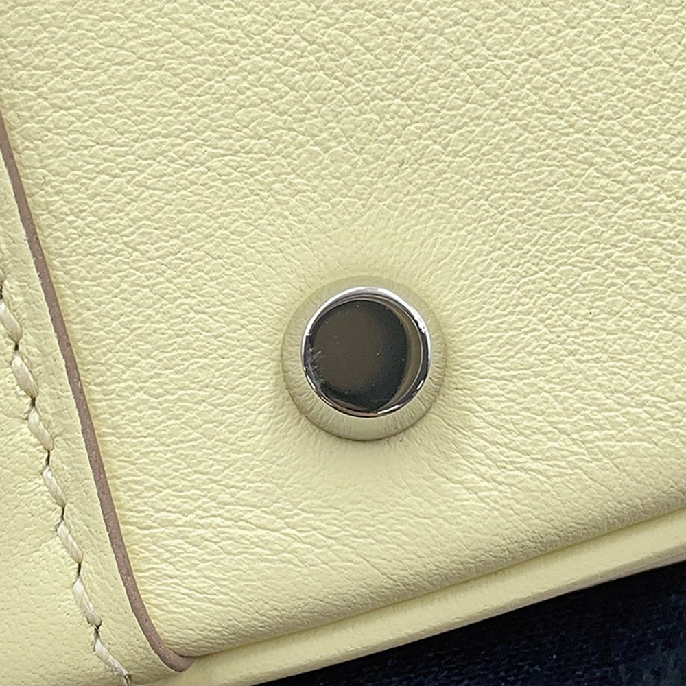 Hermes Handbag Lindy Mini Verso Jaune Milton Vert Mangrove Silver Swift 2-Way — view 8