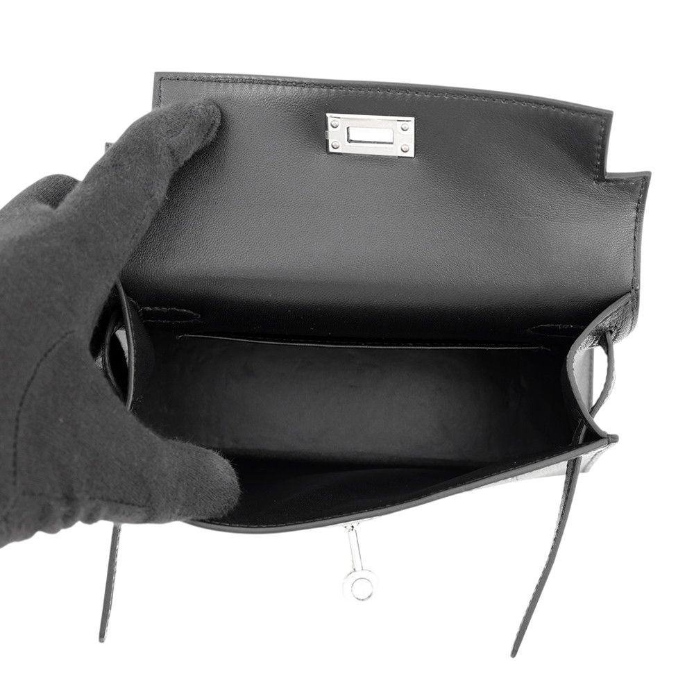 Hermes Handbag Mini Kelly 2 Sellier Black Silver Chevre Chamkila 2-Way Bag — view 6