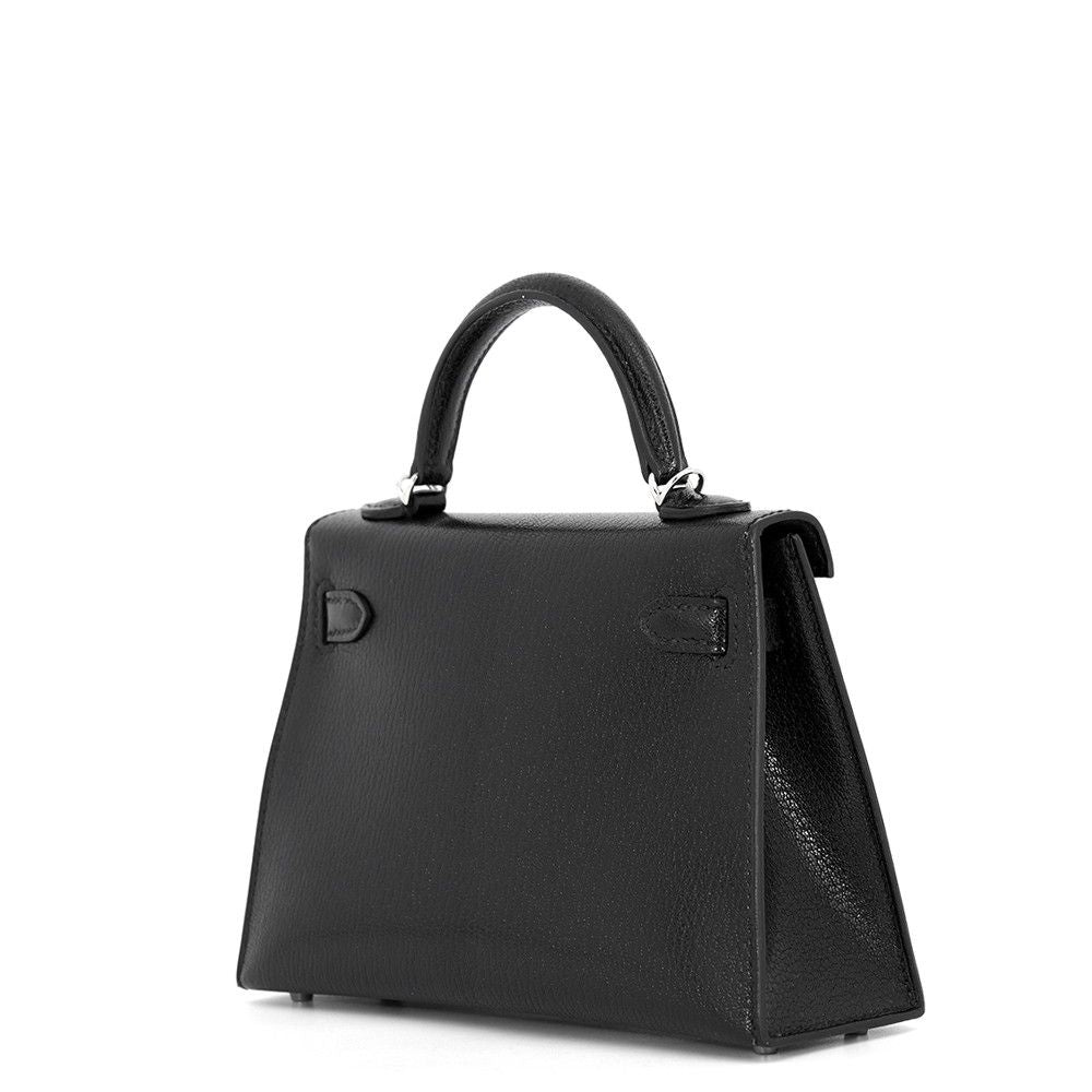Hermes Handbag Mini Kelly 2 Sellier Black Silver Chevre Chamkila 2-Way Bag — view 2
