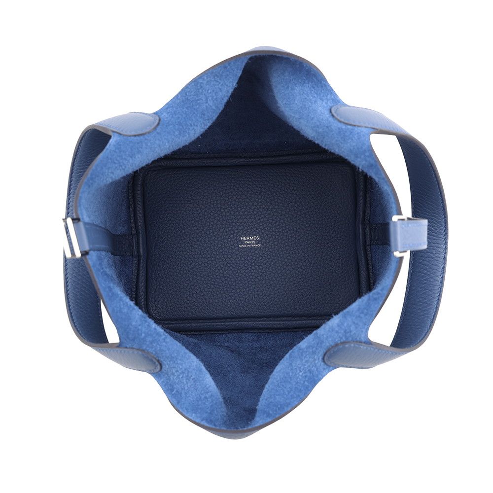 Hermes Handbag Picotin Lock PM Blue Thailand Silver Taurillon Clemence Tote — view 5