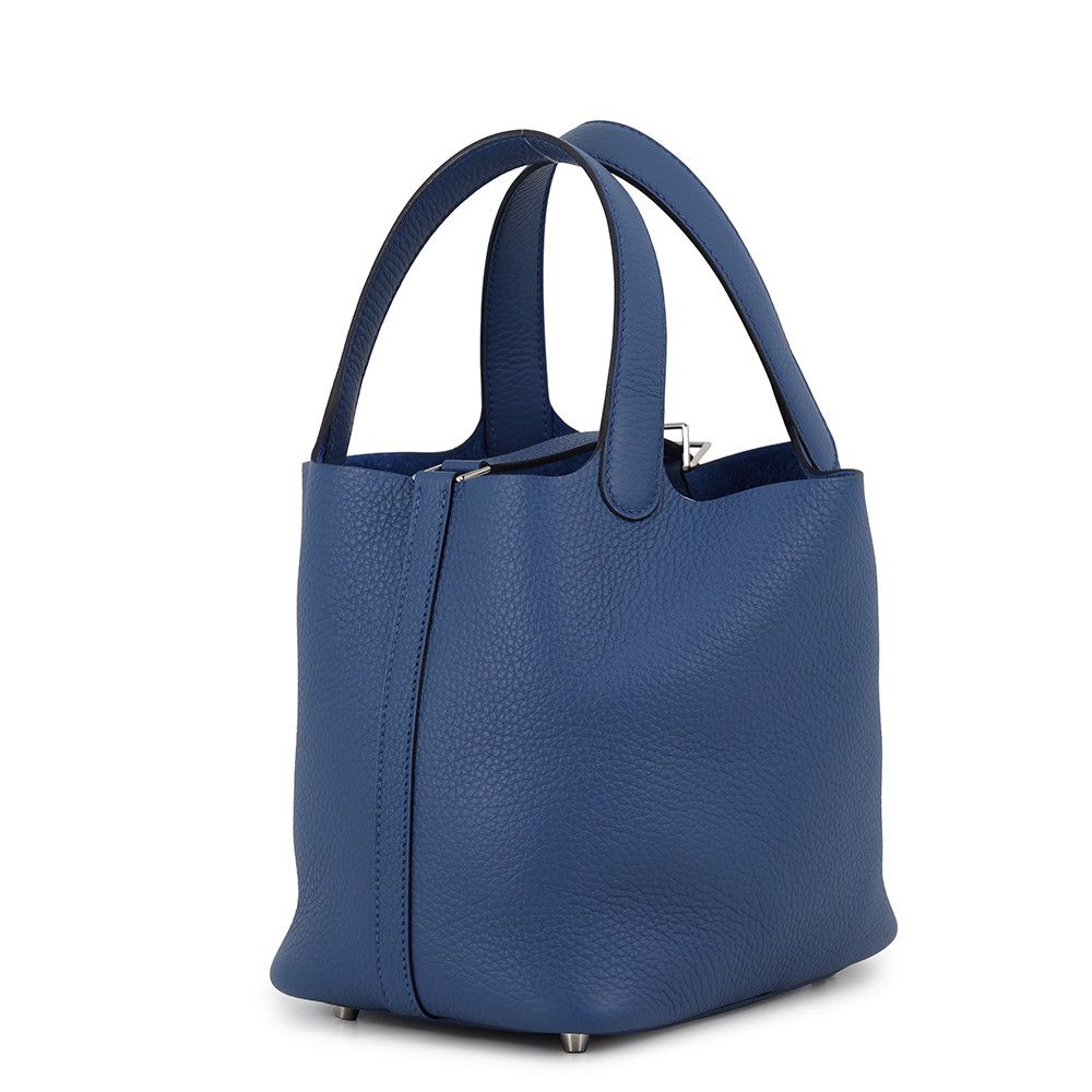 Hermes Handbag Picotin Lock PM Blue Thailand Silver Taurillon Clemence Tote — view 2