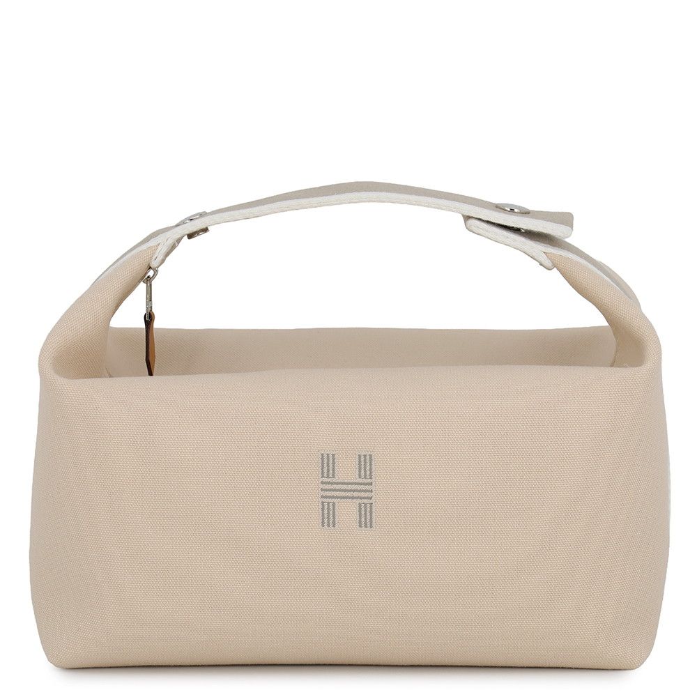 Hermes Pouch Bride-a-Brac GM Natural Silver Canvas Case