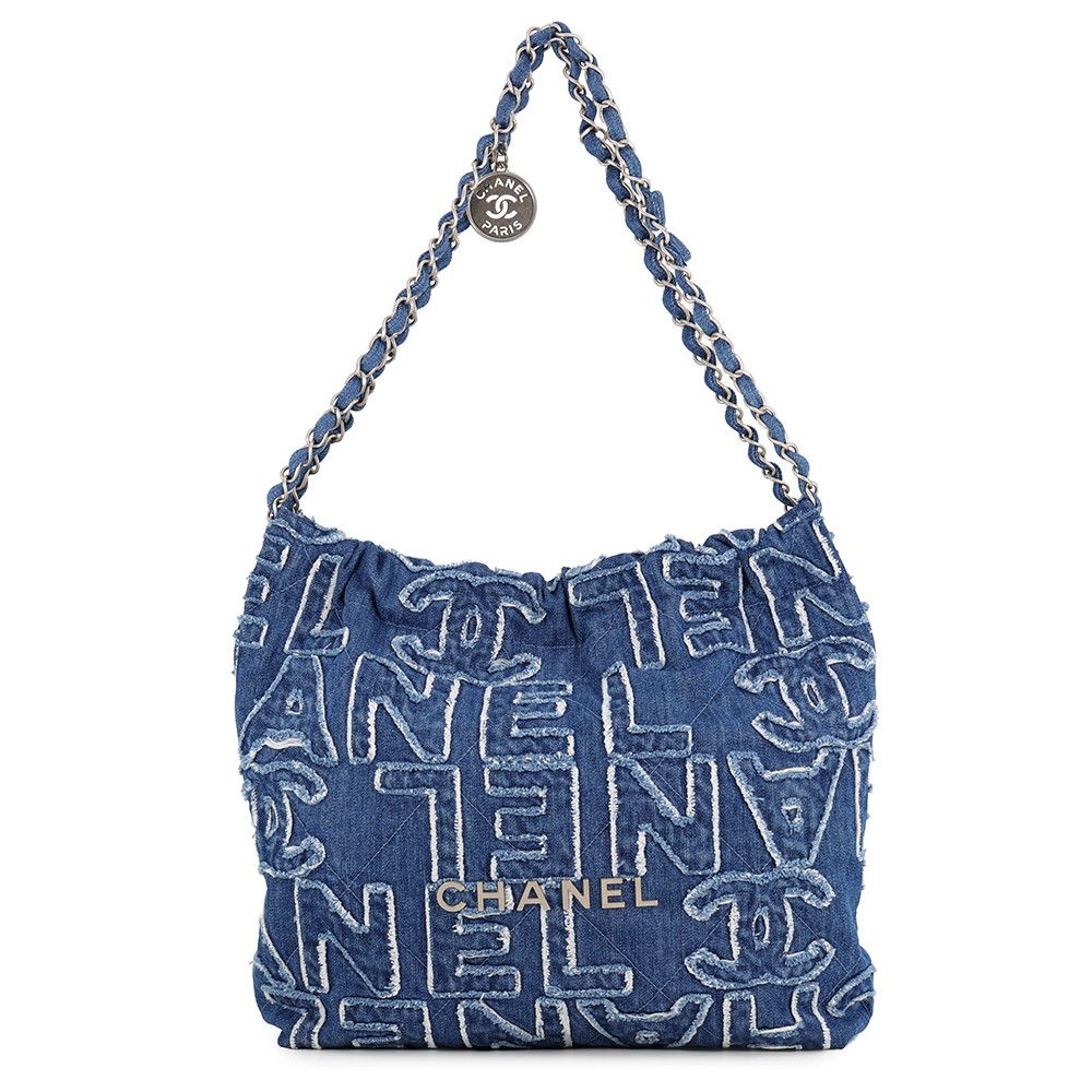 Chanel Chain Shoulder Bag Chanel 22 Quilted Logo Small Denim