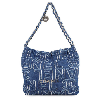 Chanel Chain Shoulder Bag Chanel 22 Quilted Logo Small Denim