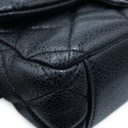 Chanel Chain Shoulder Bag Mini Quilted CC Logo CC Snake Caviar Leather Black — view 8