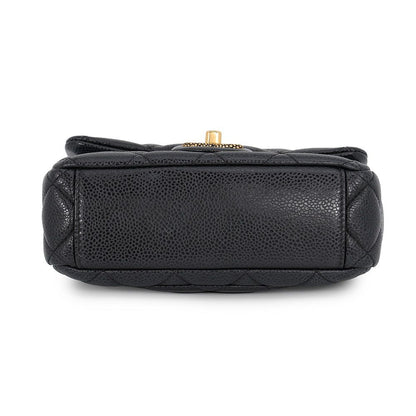 Chanel Chain Shoulder Bag Mini Quilted CC Logo CC Snake Caviar Leather Black — view 3