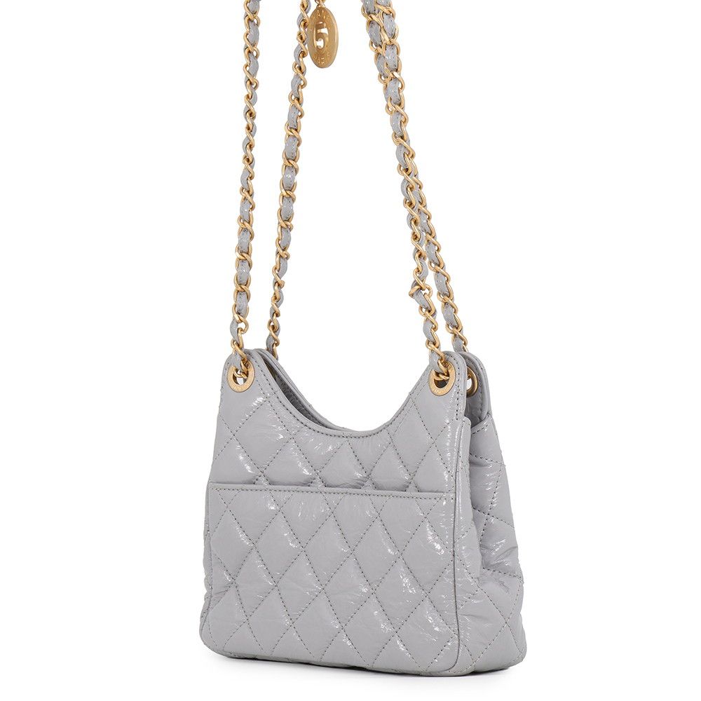 Chanel Chain Shoulder Bag Quilted CC Logo Hobo Shiny Calfskin — view 2