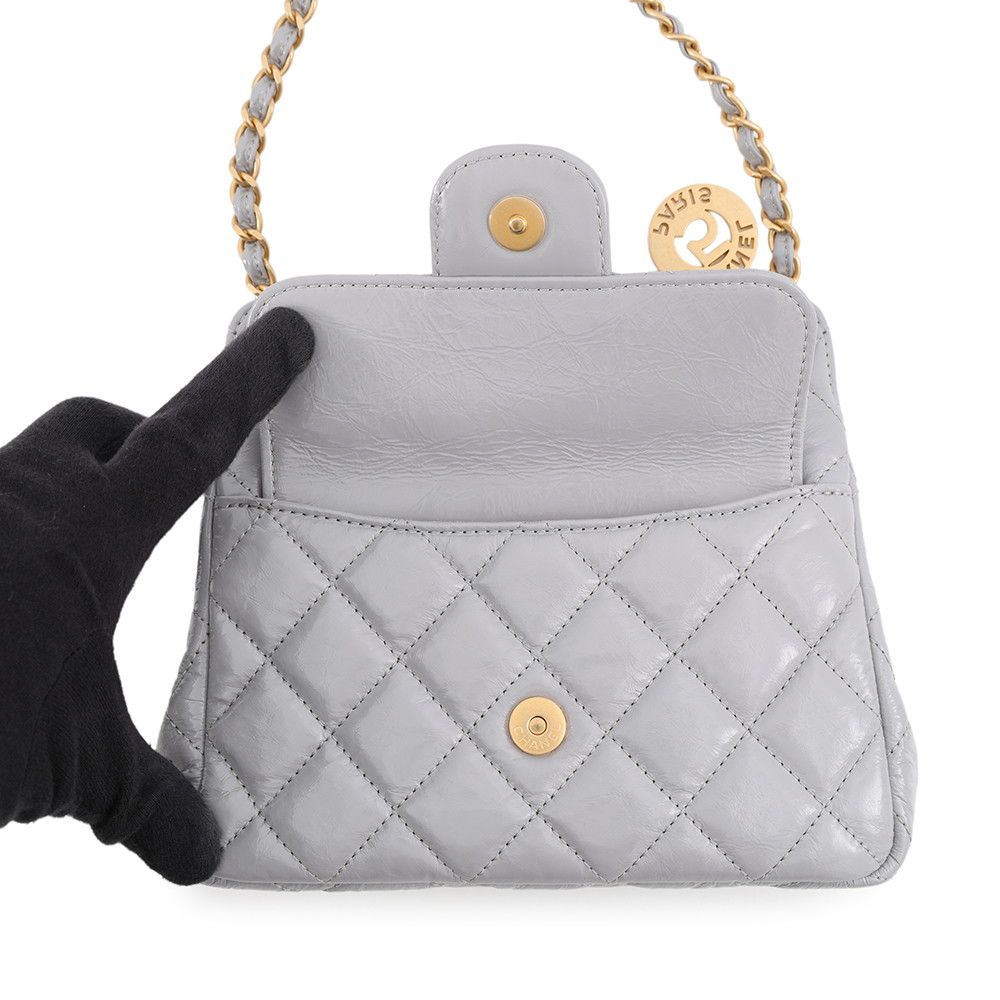 Chanel Chain Shoulder Bag Quilted CC Logo Hobo Shiny Calfskin — view 6