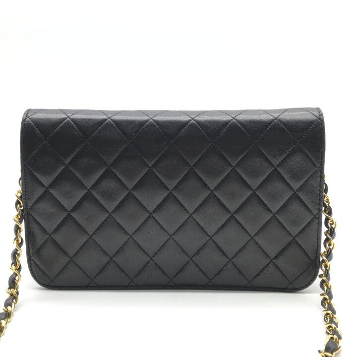 Chanel CC Logo Quilted Push Lock Lambskin Chain Shoulder Bag Black — view 3