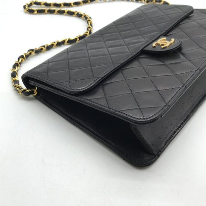 Chanel CC Logo Quilted Push Lock Lambskin Chain Shoulder Bag Black — view 5
