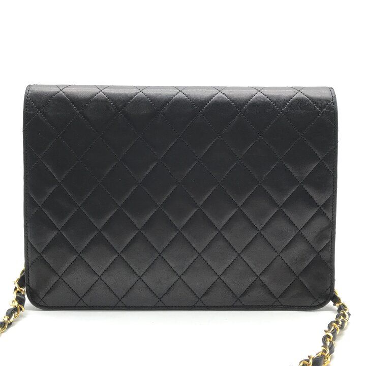 Chanel CC Logo Quilted Push Lock Lambskin Chain Shoulder Bag Black — view 3