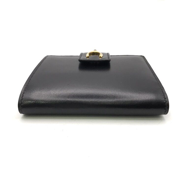 Gucci Horseshoe Motif Black Leather Bifold Wallet Kiss Lock Vintage — view 3