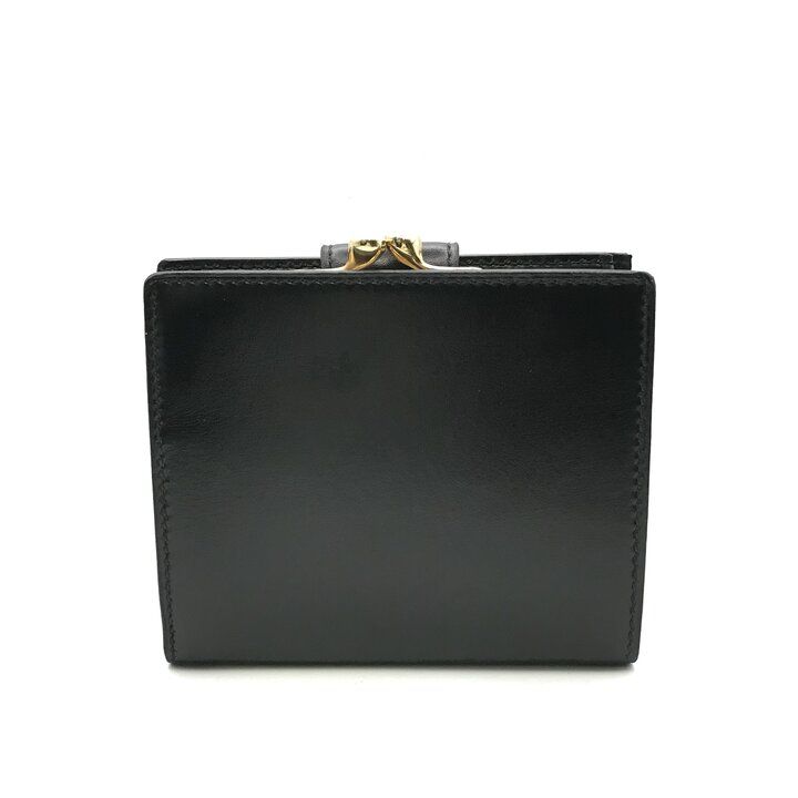 Gucci Horseshoe Motif Black Leather Bifold Wallet Kiss Lock Vintage — view 2