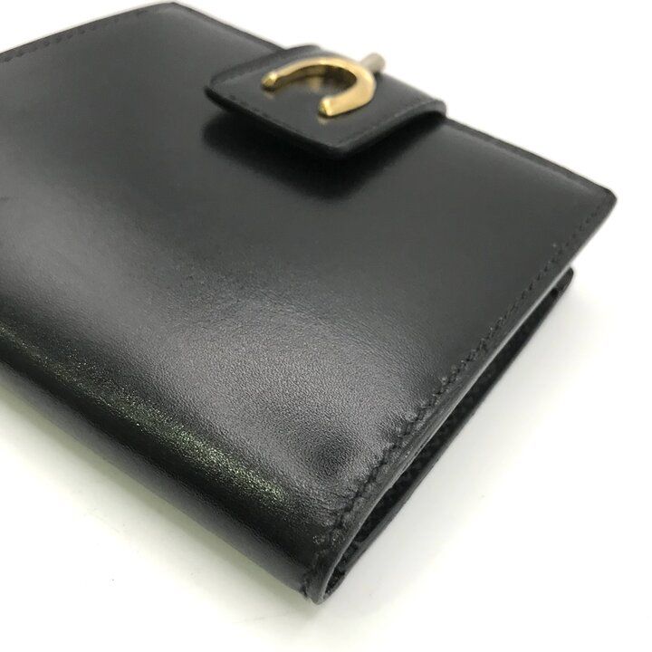 Gucci Horseshoe Motif Black Leather Bifold Wallet Kiss Lock Vintage — view 4
