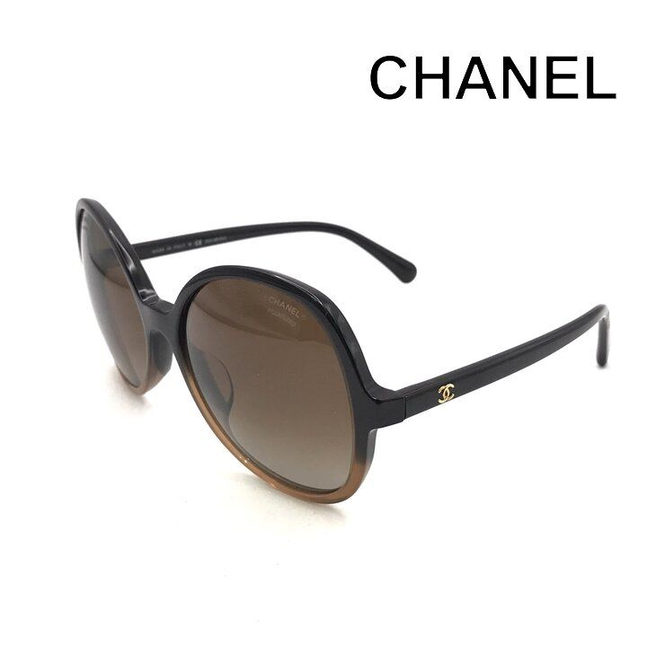 Chanel CC Logo Sunglasses Eyewear Round Brown Gradient Frame