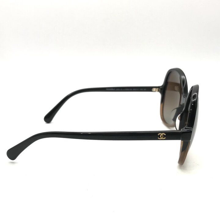 Chanel CC Logo Sunglasses Eyewear Round Brown Gradient Frame — view 3
