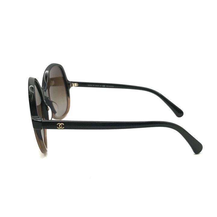 Chanel CC Logo Sunglasses Eyewear Round Brown Gradient Frame — view 5