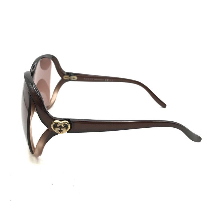 Gucci Interlocking G Heart Sunglasses Eyewear Smoke Gradient Brown — view 5