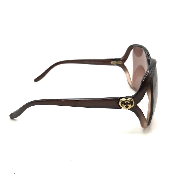 Gucci Interlocking G Heart Sunglasses Eyewear Smoke Gradient Brown — view 3