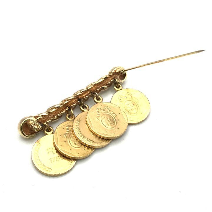 Dior Vintage Brooch Coin Charm Gold Pin — view 6