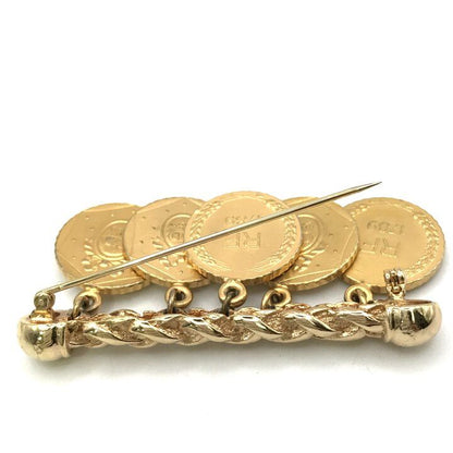 Dior Vintage Brooch Coin Charm Gold Pin — view 5