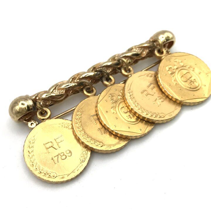 Dior Vintage Brooch Coin Charm Gold Pin — view 3