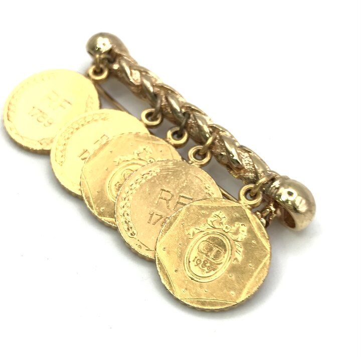 Dior Vintage Brooch Coin Charm Gold Pin — view 4