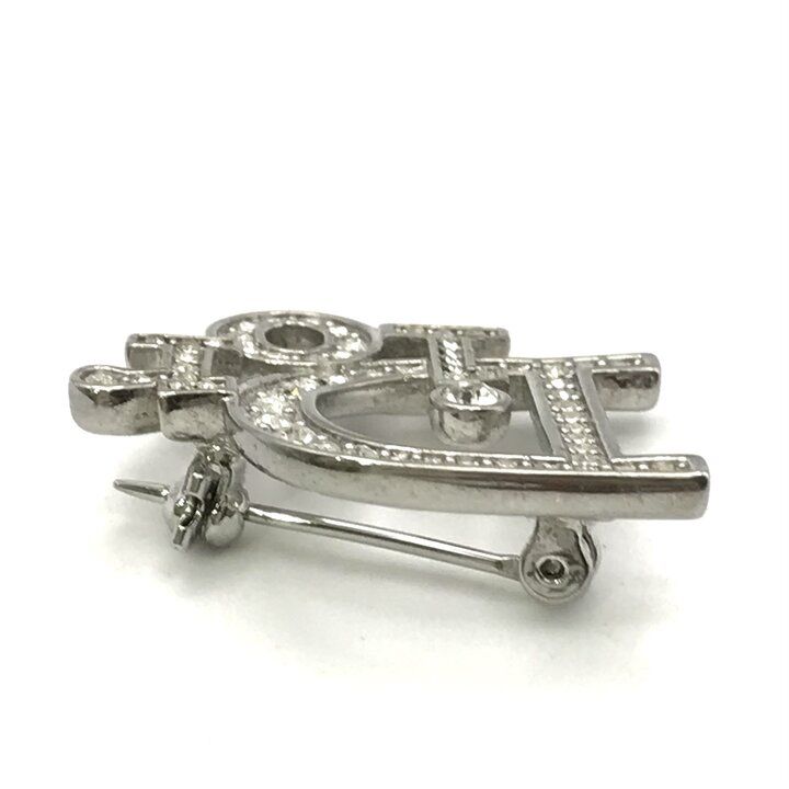 Dior Trotter Rhinestone Logo Brooch Pin Silver — view 4