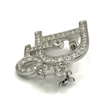 Dior Trotter Rhinestone Logo Brooch Pin Silver — view 5