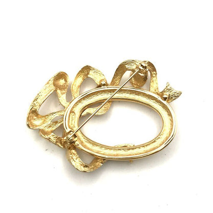 Dior Vintage Circle Ribbon Brooch Pin Gold — view 6