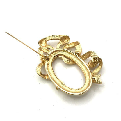 Dior Vintage Circle Ribbon Brooch Pin Gold — view 7