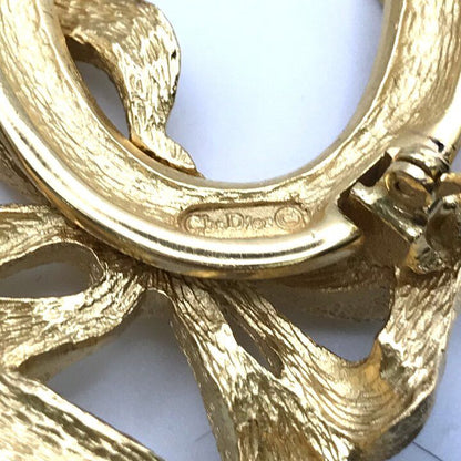Dior Vintage Circle Ribbon Brooch Pin Gold — view 8