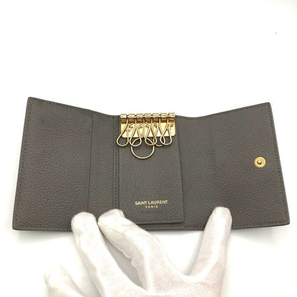 Saint Laurent Paris YSL Trifold Key Case Leather Gray — view 7