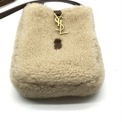 Saint Laurent YSL Fleece Shoulder Bag Beige — view 4