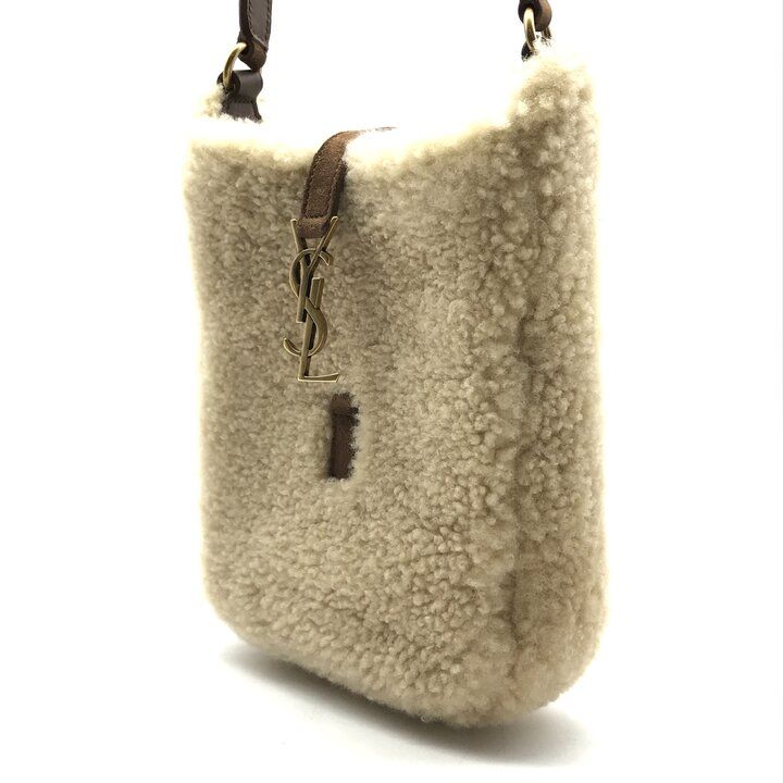 Saint Laurent YSL Fleece Shoulder Bag Beige — view 2