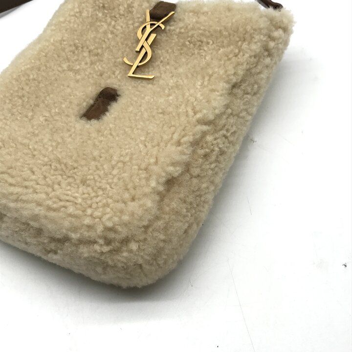 Saint Laurent YSL Fleece Shoulder Bag Beige — view 6