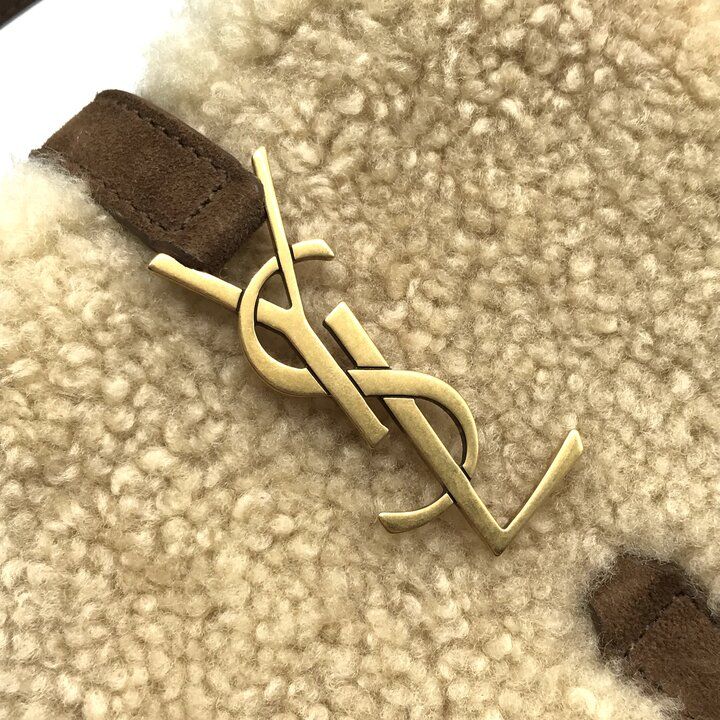 Saint Laurent YSL Fleece Shoulder Bag Beige — view 8
