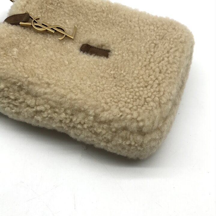 Saint Laurent YSL Fleece Shoulder Bag Beige — view 5