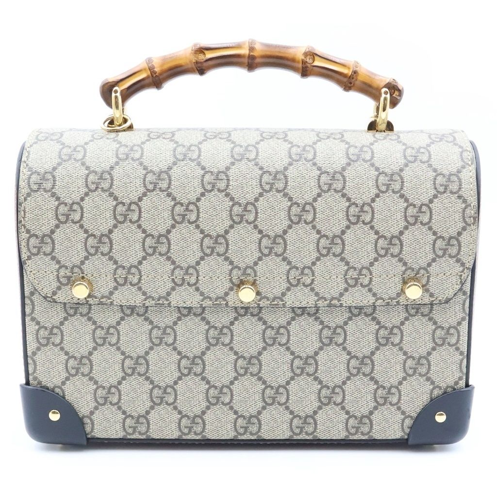 Gucci GG Small Bamboo Padlock 2-Way Chain Shoulder Bag Beige Leather Gold — view 2
