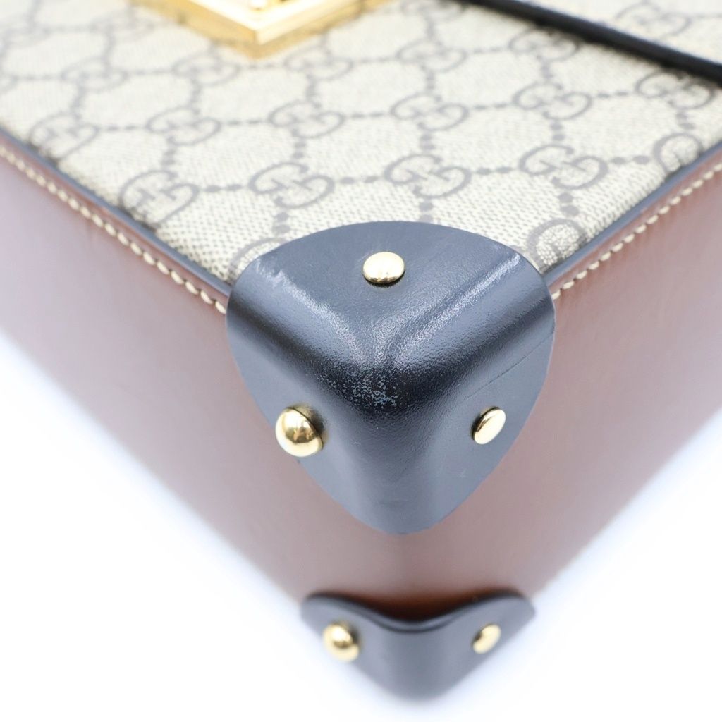 Gucci GG Small Bamboo Padlock 2-Way Chain Shoulder Bag Beige Leather Gold — view 5