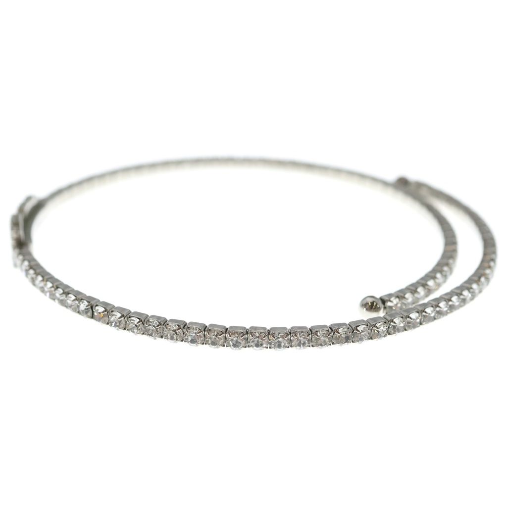 Miu Miu Crystal Necklace Logo Rhinestone Choker Silver — view 4