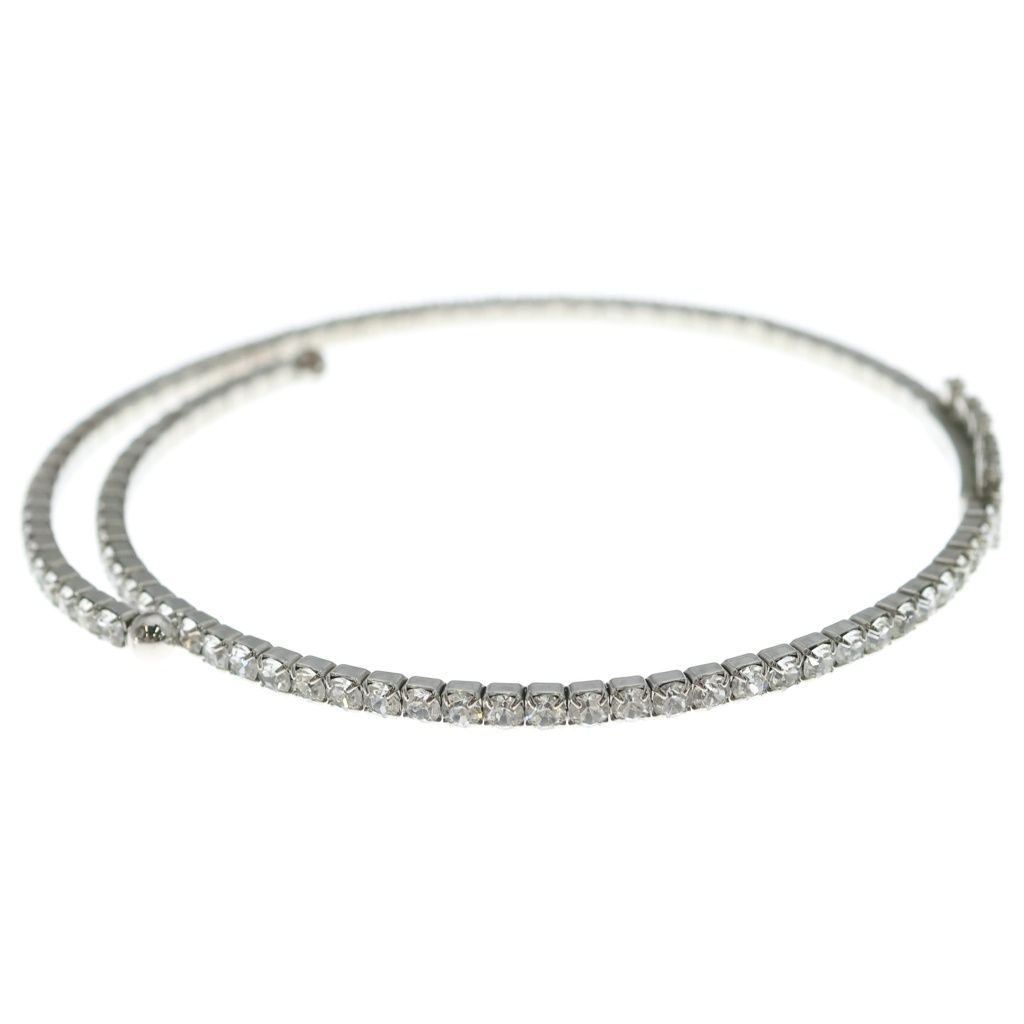 Miu Miu Crystal Necklace Logo Rhinestone Choker Silver — view 3