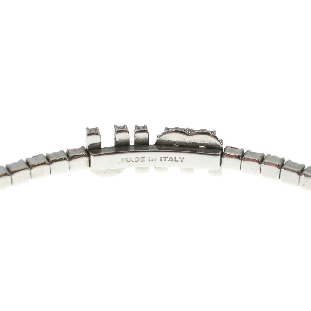 Miu Miu Crystal Necklace Logo Rhinestone Choker Silver — view 5