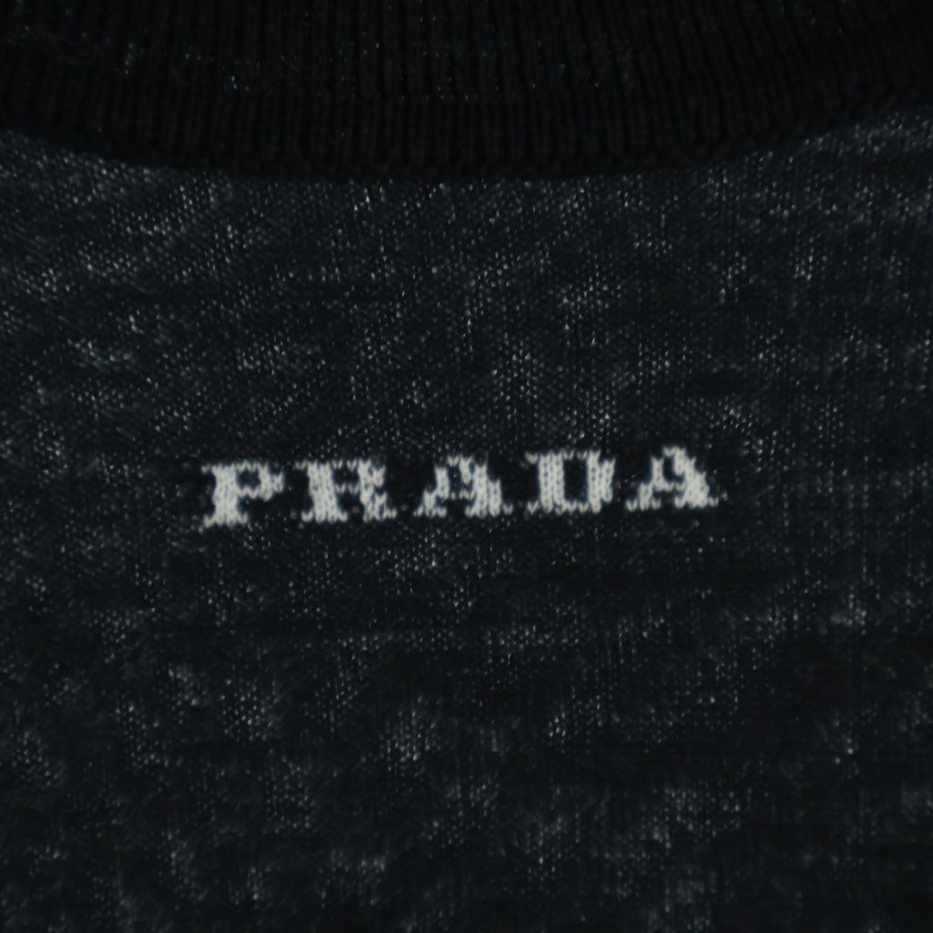 Prada Logo Superfine Wool Crew Neck Knit Sweater Black — view 6
