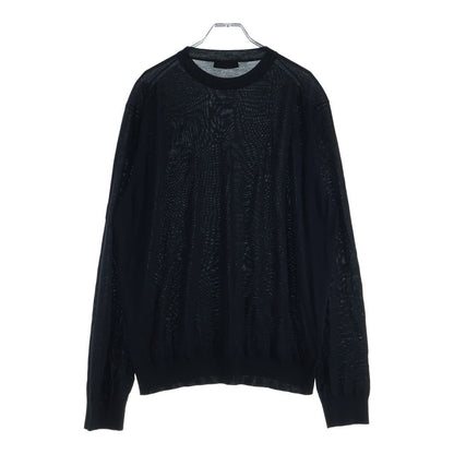 Prada Logo Superfine Wool Crew Neck Knit Sweater Black — view 2