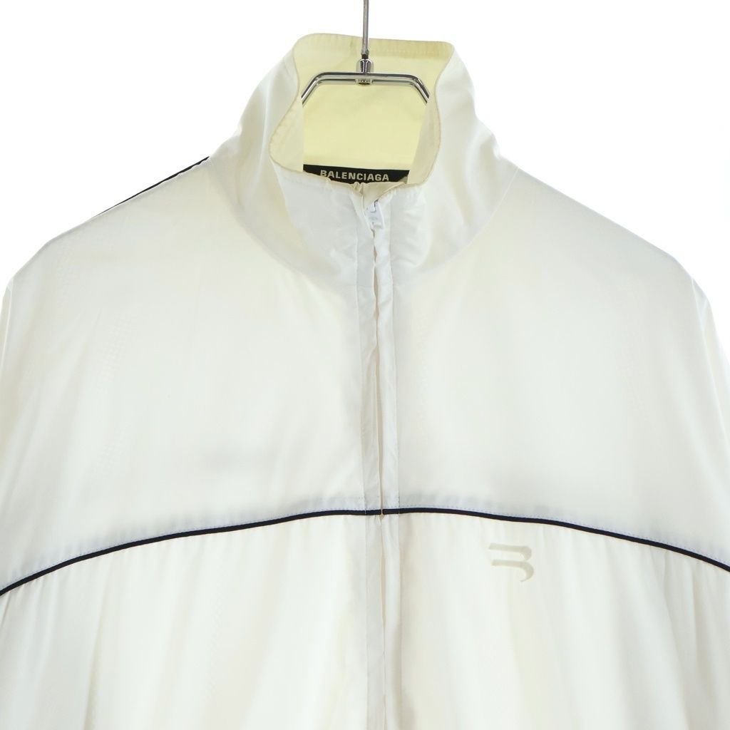 Balenciaga 21 SS Sporty Logo Embroidery Nylon Track Jacket White — view 3