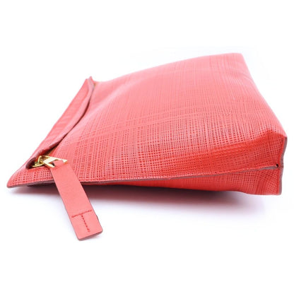 Loewe T Pouch Leather Clutch Handbag Red — view 3