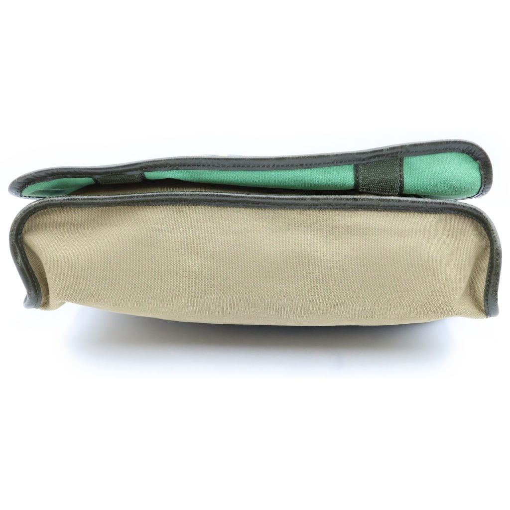 Dolce & Gabbana Logo Print Canvas Leather Messenger Shoulder Bag Khaki Silver — view 4